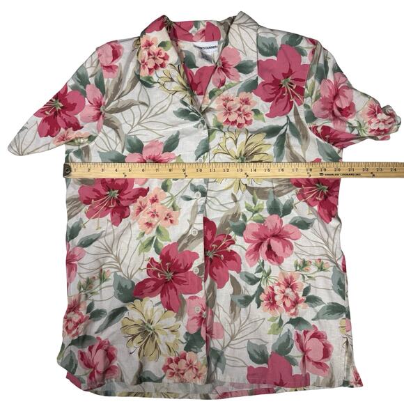Alfred Dunner Size 10 Floral Hawaiian Shirt | Rayon Linen Vacation Blouse - Picture 9 of 9